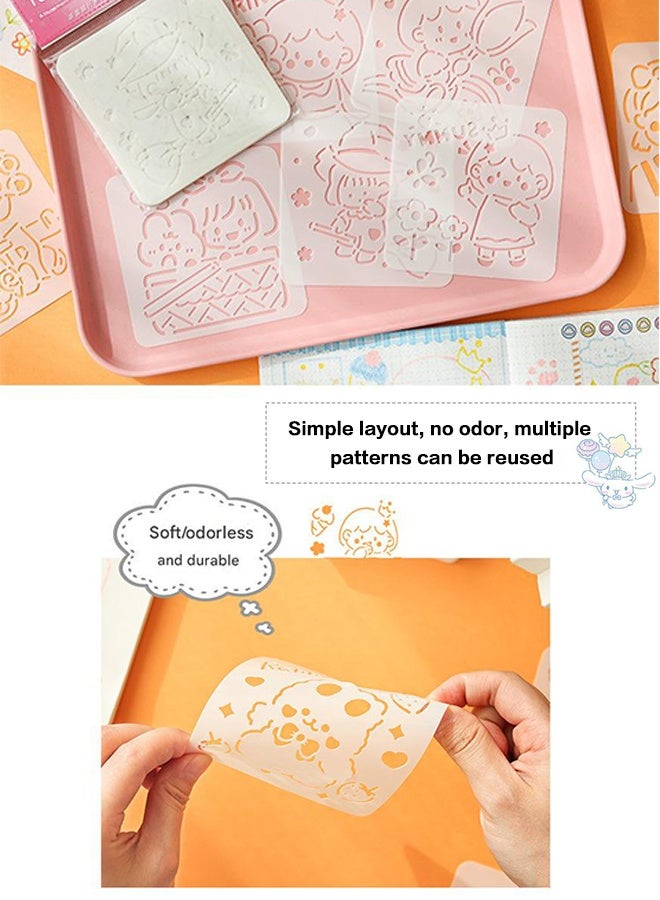 Organizer 16Pcs Drawing Stencil Set, Reusable DIY Art Templates for Kids & Adults, Cute Hello Kitty, Kuromi, My Melody & More, Perfect for Sketching, Painting & Crafting - Image 4
