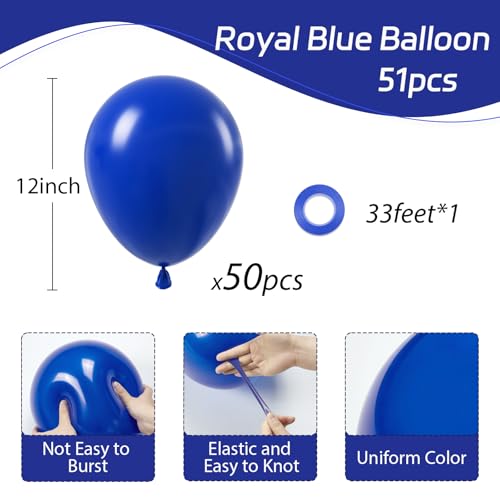 Awenztech Royal Blue Balloons 12 inch Royal Blue Latex Balloons 50pcs Party Balloons for Graduation Baby Shower Wedding Baseball Birthday Party Decorations - Image 5