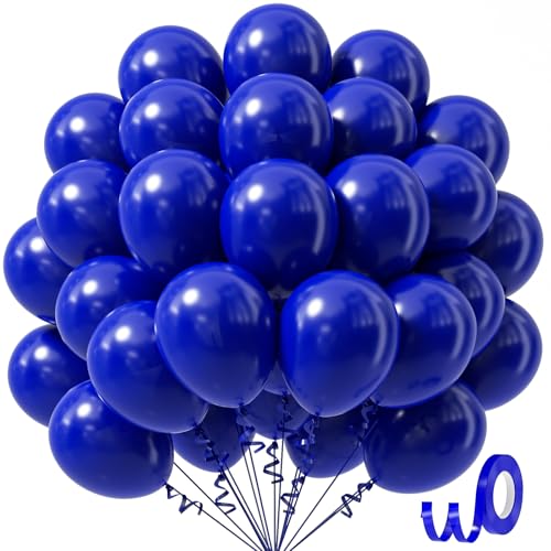 Awenztech Royal Blue Balloons 12 inch Royal Blue Latex Balloons 50pcs Party Balloons for Graduation Baby Shower Wedding Baseball Birthday Party Decorations - Image 1