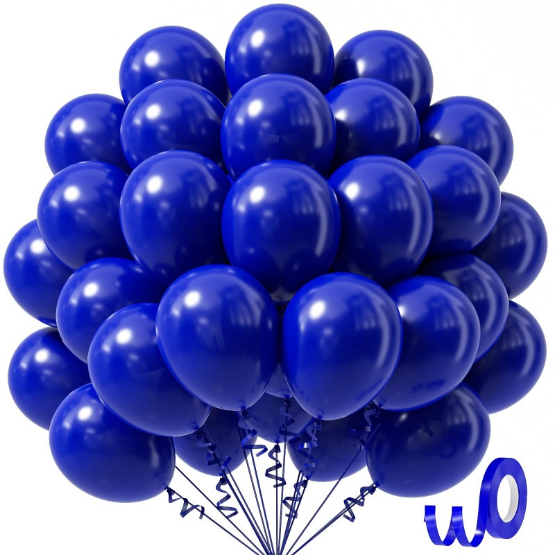 Awenztech Royal Blue Balloons 12 inch Royal Blue Latex Balloons 50pcs Party Balloons for Graduation Baby Shower Wedding Baseball Birthday Party Decorations - Image 3