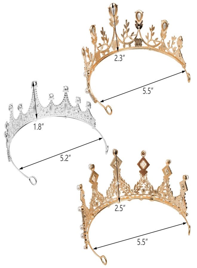 Hedume Set of 3 Crystal Princess Crown for Girls, Queen Tiaras with Rhinestone, Crystal Tiara Headbands for Birthday, Bridal Wedding, Model Catwalk, Prom, Party - Image 3