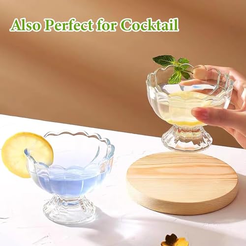 MARTVIA 300ML Ice Cream Glasses Cups Dishes for Desserts, Milkshake,Fruit and Pudding Glass Serving Bowls, Perfect for Home, Restaurants and Parties Dishwasher Safe (Lotus Cups- A, Set of 6) - Image 4