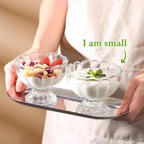 MARTVIA 300ML Ice Cream Glasses Cups Dishes for Desserts, Milkshake,Fruit and Pudding Glass Serving Bowls, Perfect for Home, Restaurants and Parties Dishwasher Safe (Lotus Cups- A, Set of 6) - Image 3