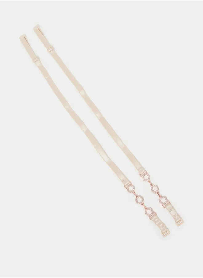 Styli Styli Rhinestone Embellished Flower Accent Bra Strap