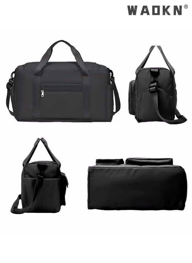 WAOKN Large Capacity Gym Sacks Waterproof Duffel Bag Gym Duffle Bag, Sports Gym Bag Sports Gym Bag for Men and Women Travel Duffel Bag with Wet Pocket and Shoes Compartment Sports Duffel Bag Black  - Image 2