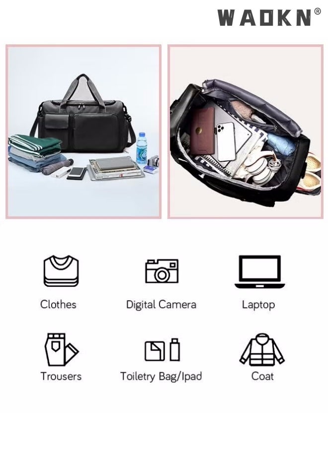 WAOKN Large Capacity Gym Sacks Waterproof Duffel Bag Gym Duffle Bag, Sports Gym Bag Sports Gym Bag for Men and Women Travel Duffel Bag with Wet Pocket and Shoes Compartment Sports Duffel Bag Black  - Image 5
