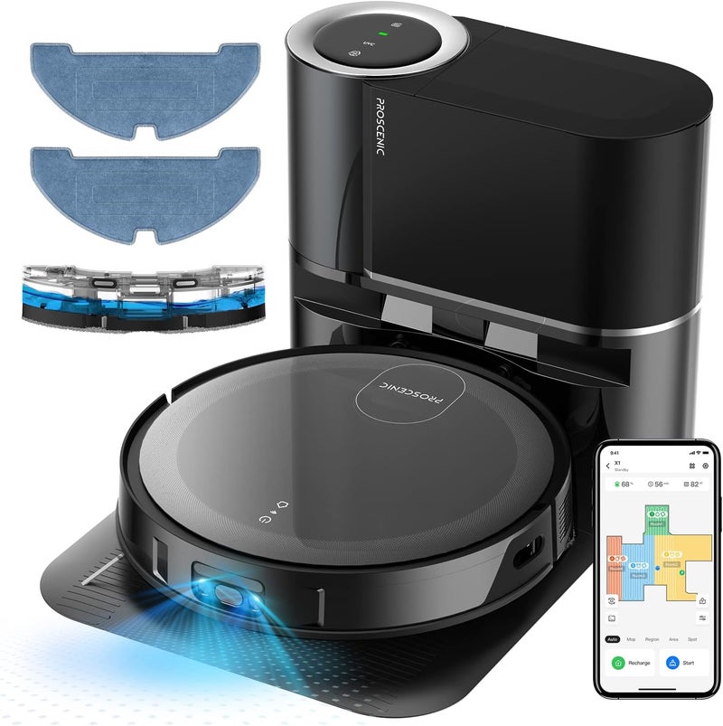 Proscenic X1 Robot Vacuum Cleaner with Mop, 3000pa, integrated LiDAR Navigation Robot with the 2.5L Self-Emptying Technology, APP & Alexa Control for Cleaning Pet Hair/Dust/Hard Floor/Low Pile Carpet - Image 1