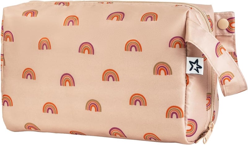 Tiny Twinkle Waterproof Travel Toiletry & Makeup Bag Organizer | Makeup Pouch with Multiple Compartments & Snap Handle for Travel | Gift for Teen Girls and Women (Boho Rainbow) - Image 1