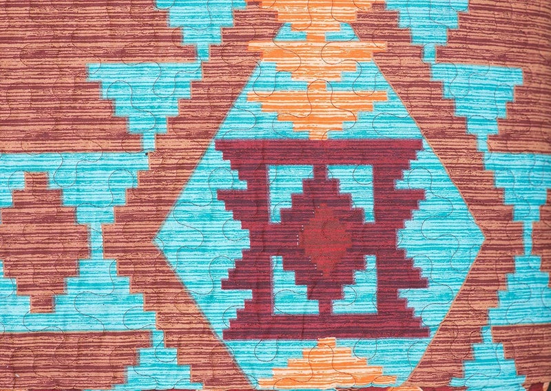 Western Essence Rustic Western Southwest Native American Indian Tribal Navajo Quilted Bedspread Set in Turquoise Red Burgundy Orange and Brown Austin Brown (Twin) - Image 4