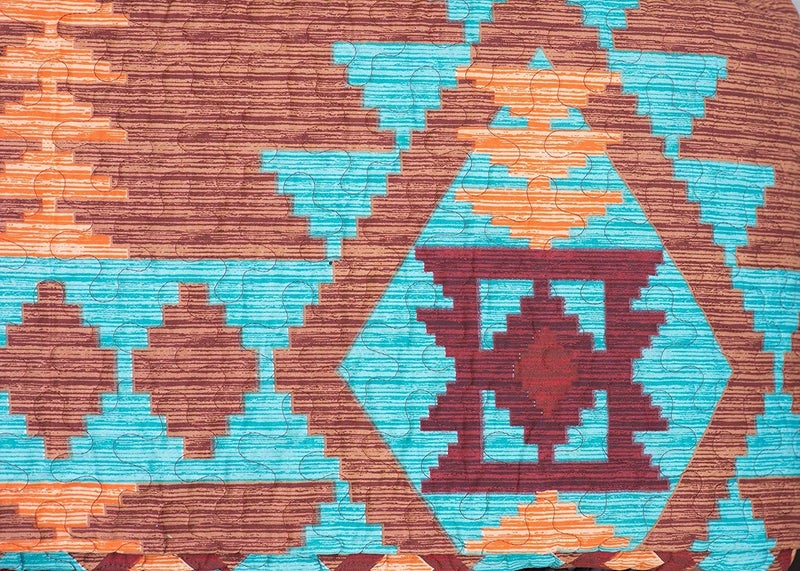 Western Essence Rustic Western Southwest Native American Indian Tribal Navajo Quilted Bedspread Set in Turquoise Red Burgundy Orange and Brown Austin Brown (Twin) - Image 5