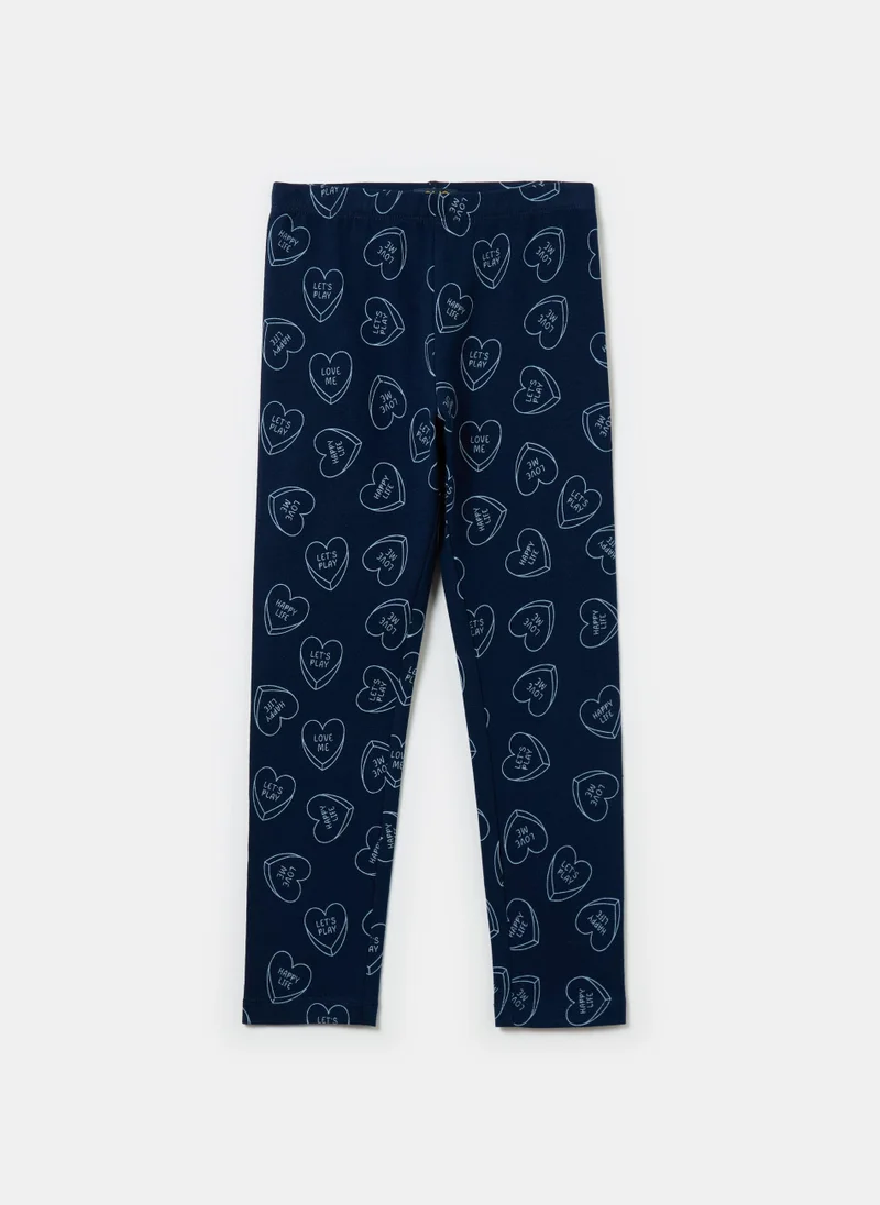او في اس Printed stretch cotton leggings
