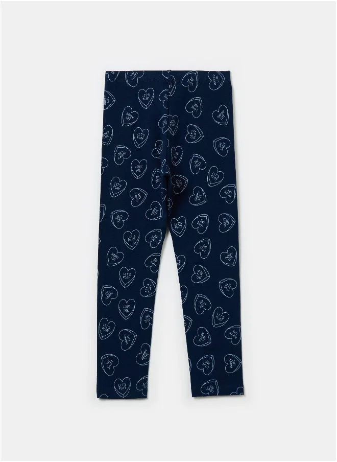 او في اس Printed stretch cotton leggings