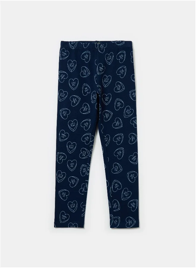 او في اس Printed stretch cotton leggings