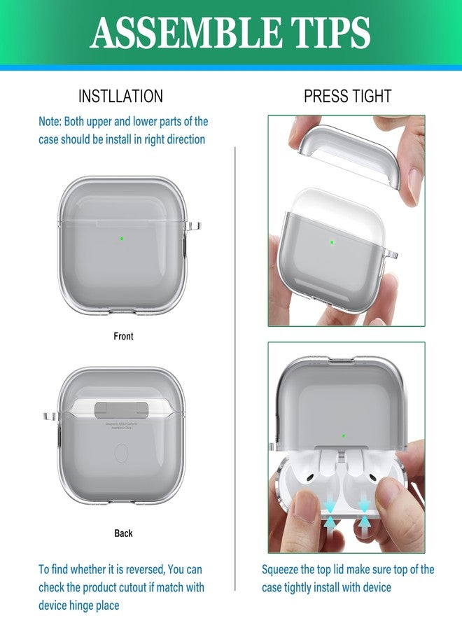 MHYALUDO غطاء حماية متوافق مع سماعات AirPods Pro من الجيل الثالث من MHYALUDO، غطاء حماية متوافق مع سماعات AirPods Pro 3 مع سلسلة مفاتيح، غطاء شفاف ناعم مقاوم للصدمات بمعايير عسكرية، أسود - Image 4