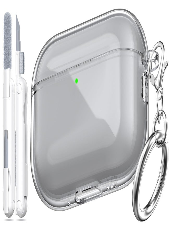 MHYALUDO غطاء حماية متوافق مع سماعات AirPods Pro من الجيل الثالث من MHYALUDO، غطاء حماية متوافق مع سماعات AirPods Pro 3 مع سلسلة مفاتيح، غطاء شفاف ناعم مقاوم للصدمات بمعايير عسكرية، أسود - Image 1