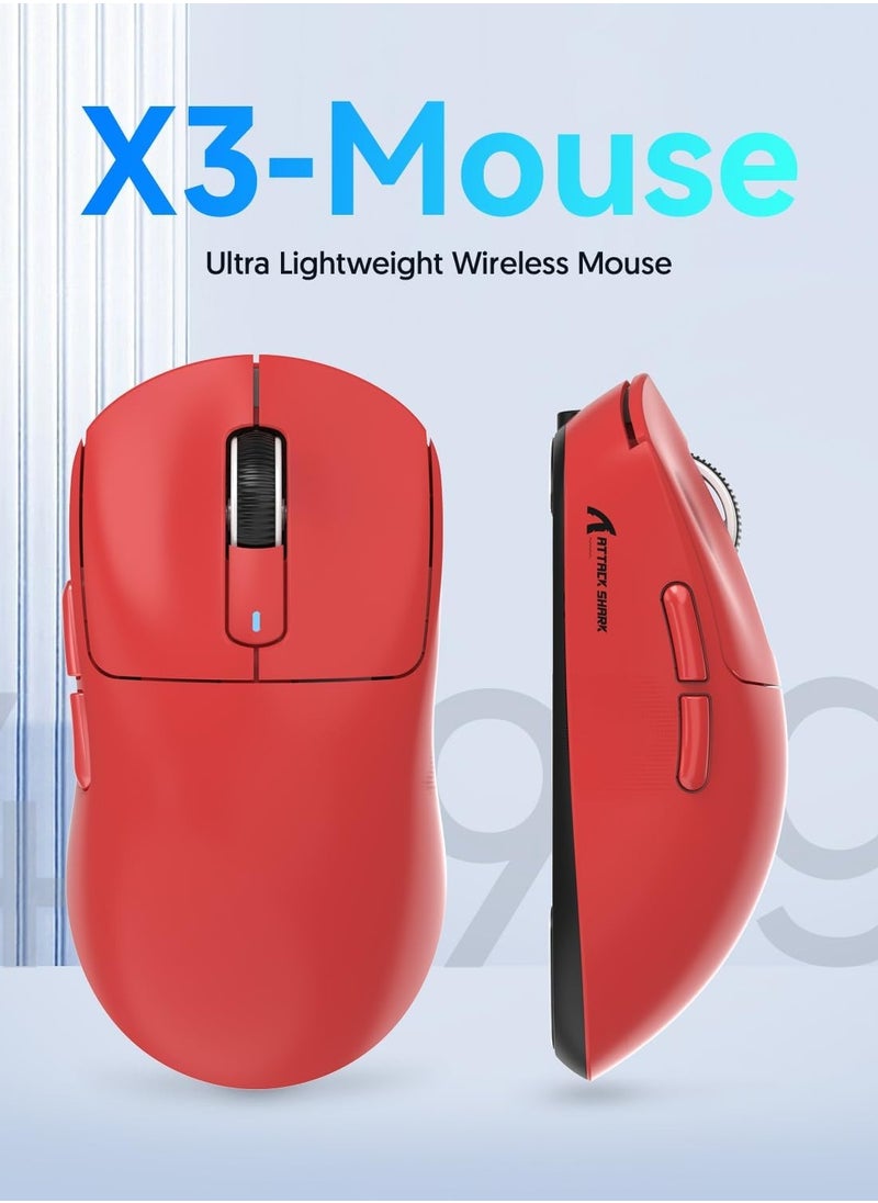 Attack Shark X3 Lightweight Wireless Gaming Mouse with Tri-Mode 2.4G/USB-C Wired/Bluetooth,Up to 26K DPI, PAW3395 Optical Sensor,5 programmable Buttons for PC/Laptop/Win/Mac  - Image 2