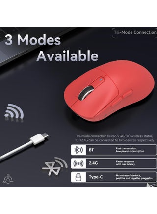 ماوس ألعاب لاسلكي خفيف الوزن X3 مع وضع ثلاثي 2.4G/USB-C سلكي/بلوتوث، حتى 26 ألف نقطة في البوصة، مستشعر بصري PAW3395، 5 أزرار قابلة للبرمجة للكمبيوتر الشخصي/الكمبيوتر المحمول/Win/Mac - view 4