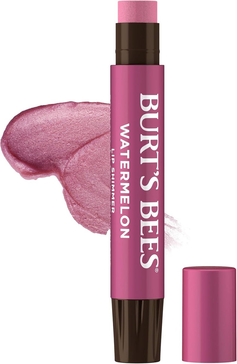 Burt's Bees Lip Shimmer in Watermelon - 100% Natural Lip Color with Instant Moisture and Luminescent Finish - Image 1