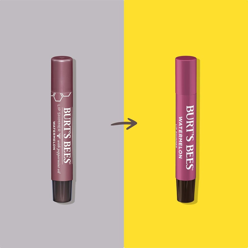 Burt's Bees Lip Shimmer in Watermelon - 100% Natural Lip Color with Instant Moisture and Luminescent Finish - Image 2