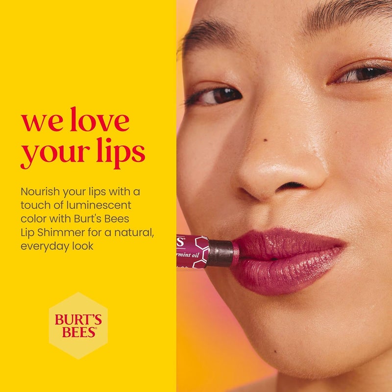 Burt's Bees Lip Shimmer in Watermelon - 100% Natural Lip Color with Instant Moisture and Luminescent Finish - Image 4