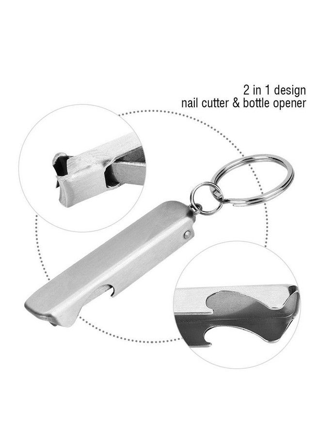 VGEBY Nail Cutter 2 In 1 Stainless Steel Nail Clippers Bottle Opener Manicure Care Tool With Key Ring Fingernail Clipper Keychain - Image 3