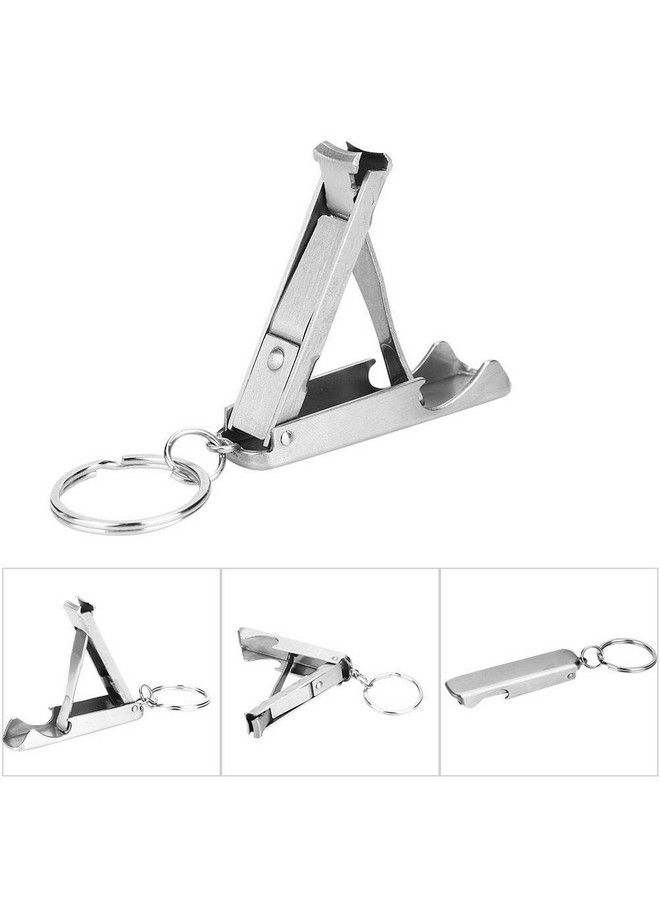 VGEBY Nail Cutter 2 In 1 Stainless Steel Nail Clippers Bottle Opener Manicure Care Tool With Key Ring Fingernail Clipper Keychain - Image 4