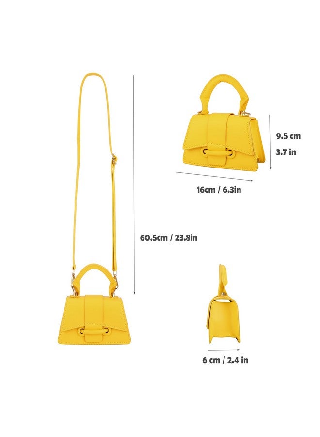 Ayliss Mini Crossbody Handbag Women's Purse Clutch Cute Mini Trendy Bag Top Handle PU Leather Shoulder Bag (Yellow) - Image 1