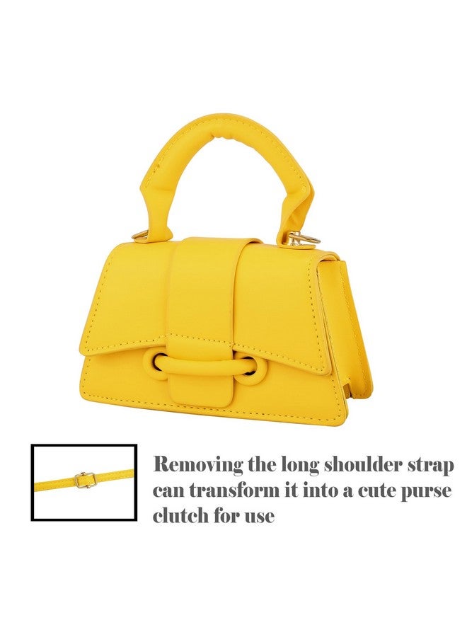 Ayliss Mini Crossbody Handbag Women's Purse Clutch Cute Mini Trendy Bag Top Handle PU Leather Shoulder Bag (Yellow) - Image 3