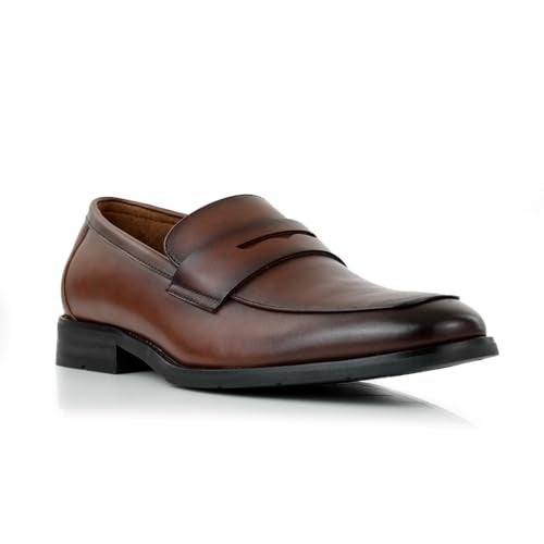 Ferro Aldo Mateo Men's Modern Penny Loafer | Sleek Slip-on Dress Shoe for Business, Formal & Smart Casual Wear | MFA19707 | in Espresso Brown, Size 10.5 - Image 1