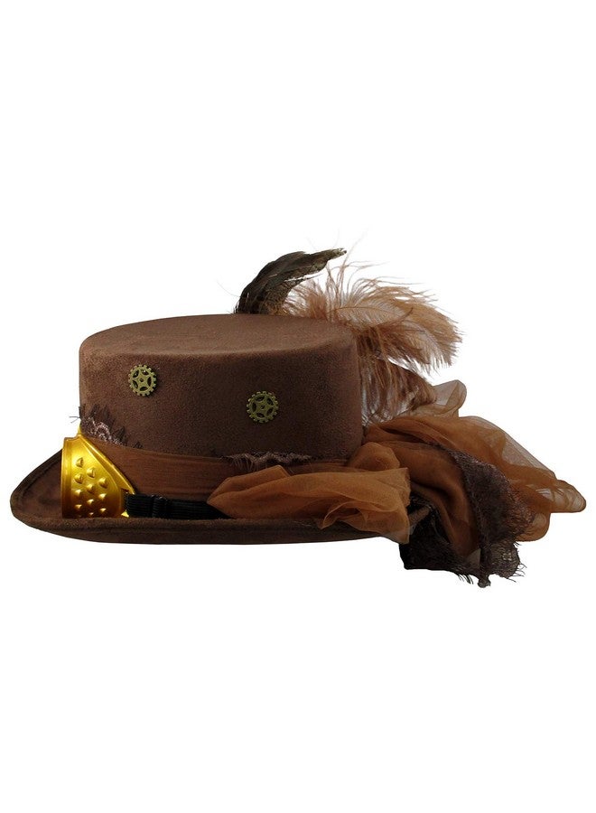 Jacobson Hat Company Deluxe Velvet 4.25 Inch Steampunk Top Hat With Removable Goggles (Brown), One Size - Image 5