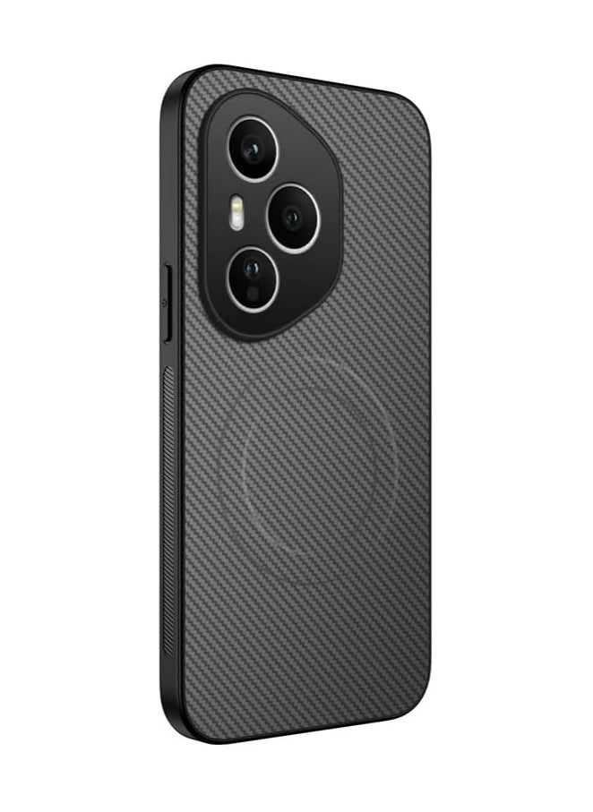 General Magnetic Case Compatible Honor 400 Pro 5G 【Support Wireless Charging】 Leather Case Carbon Fiber Texture Shockproof Protective Back Cover 
