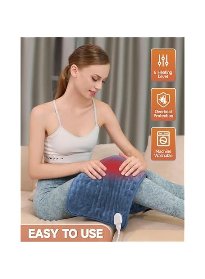 TRASSLE Heating Pad, Electric Heating Pads for Back, 6 Heat Settings Electric Heat Pad for Neck and Shoulder, 4 Timer Settings, Moist Heat Option, Auto Shut Off  - Image 2