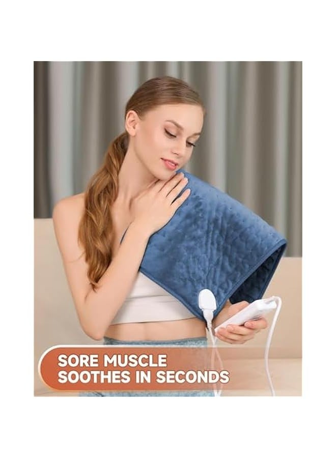 TRASSLE Heating Pad, Electric Heating Pads for Back, 6 Heat Settings Electric Heat Pad for Neck and Shoulder, 4 Timer Settings, Moist Heat Option, Auto Shut Off  - Image 3
