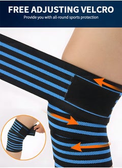 GROIC Knee Wraps (Pair) With Strap for Squats, Weightlifting, Nylon Knee Wraps for Compression Elastic Support,Sports Protective Equipment  - Image 4