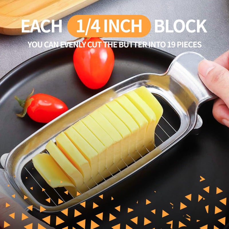 ymkupe Butter & Cheese Slice Cutter Stainless Steel Multipurpose Butter and Cheese Cutter Slicer with Ergonomic handle Portable Grip for block cheese, Fruit Baking - Image 4