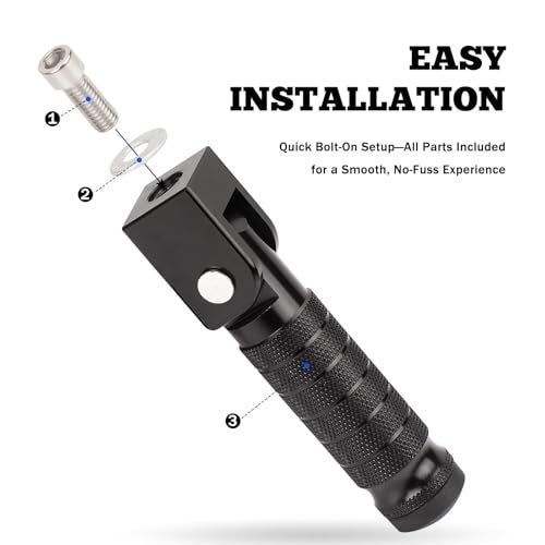 XINGWU M8 Motorcycle Foot Pegs 90 Degree Foldable Bike Pegs CNC Anti-Skid Universal for Super 73 Yamaha Honda Suzuki Aprilia Electric Car Motorbike Scooter Mini Bike Ebike Dirt Bike Go Kart (Black) - Image 5