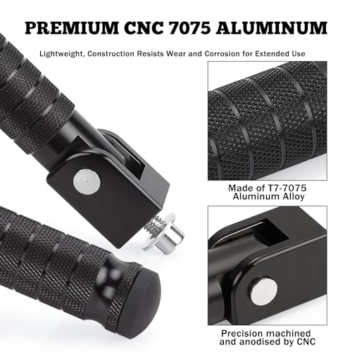 XINGWU M8 Motorcycle Foot Pegs 90 Degree Foldable Bike Pegs CNC Anti-Skid Universal for Super 73 Yamaha Honda Suzuki Aprilia Electric Car Motorbike Scooter Mini Bike Ebike Dirt Bike Go Kart (Black) - Image 4