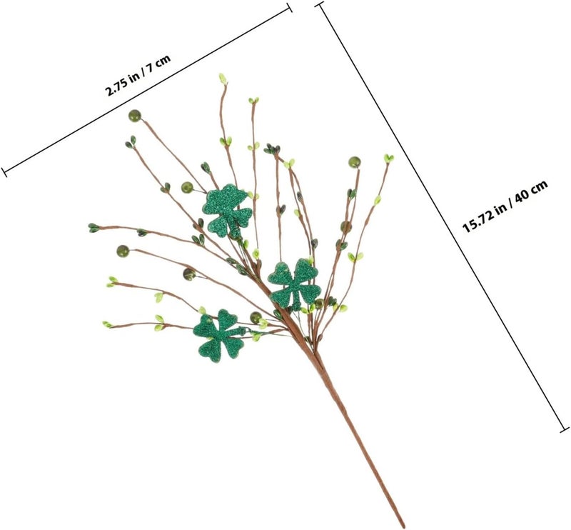 Artificial Four Leaf Clover Stem with Green Simulation Leaves, St Patrick’s Day Faux Greenery Branch, Party Decor Accent for Home and Table Settings - Image 2