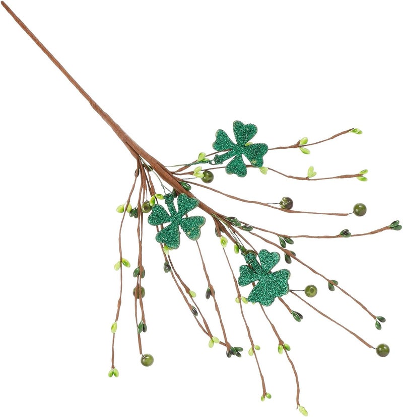 Artificial Four Leaf Clover Stem with Green Simulation Leaves, St Patrick’s Day Faux Greenery Branch, Party Decor Accent for Home and Table Settings - Image 1