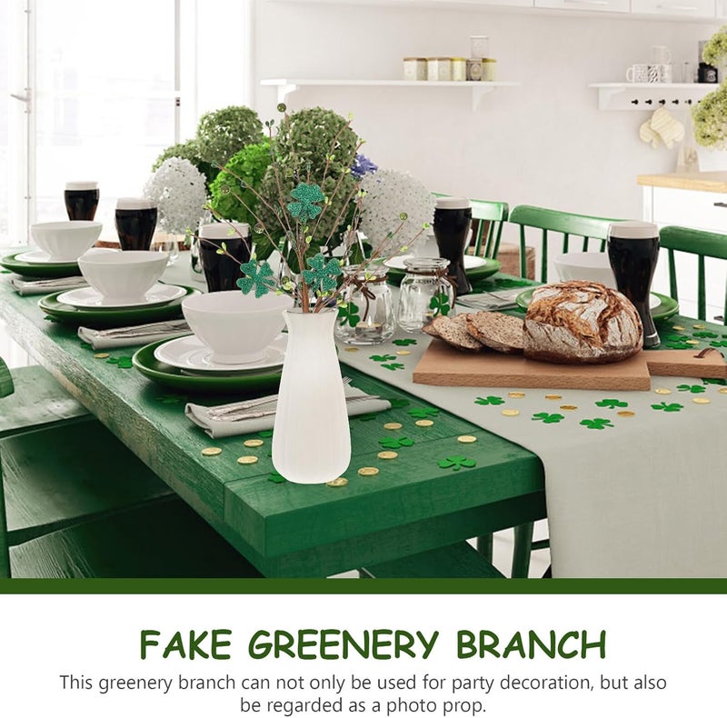 Artificial Four Leaf Clover Stem with Green Simulation Leaves, St Patrick’s Day Faux Greenery Branch, Party Decor Accent for Home and Table Settings - Image 3