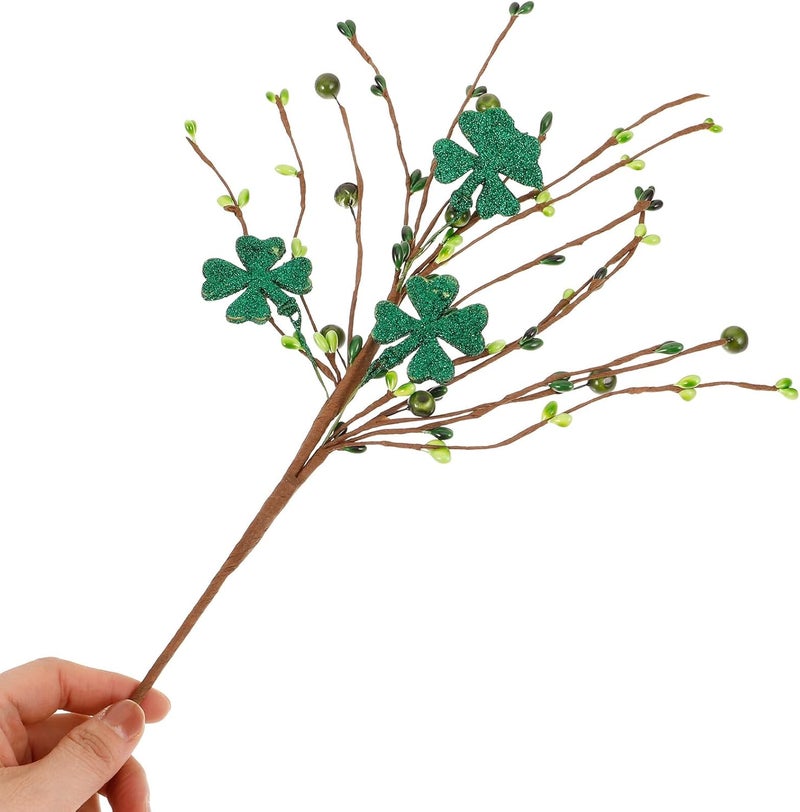 Artificial Four Leaf Clover Stem with Green Simulation Leaves, St Patrick’s Day Faux Greenery Branch, Party Decor Accent for Home and Table Settings - Image 4