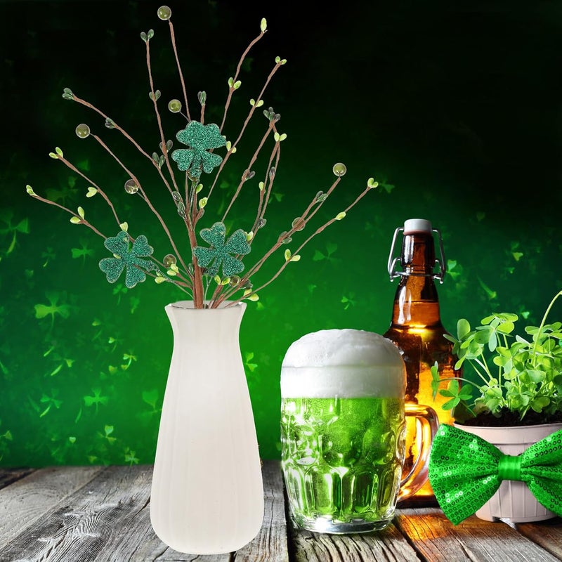 Artificial Four Leaf Clover Stem with Green Simulation Leaves, St Patrick’s Day Faux Greenery Branch, Party Decor Accent for Home and Table Settings - Image 5