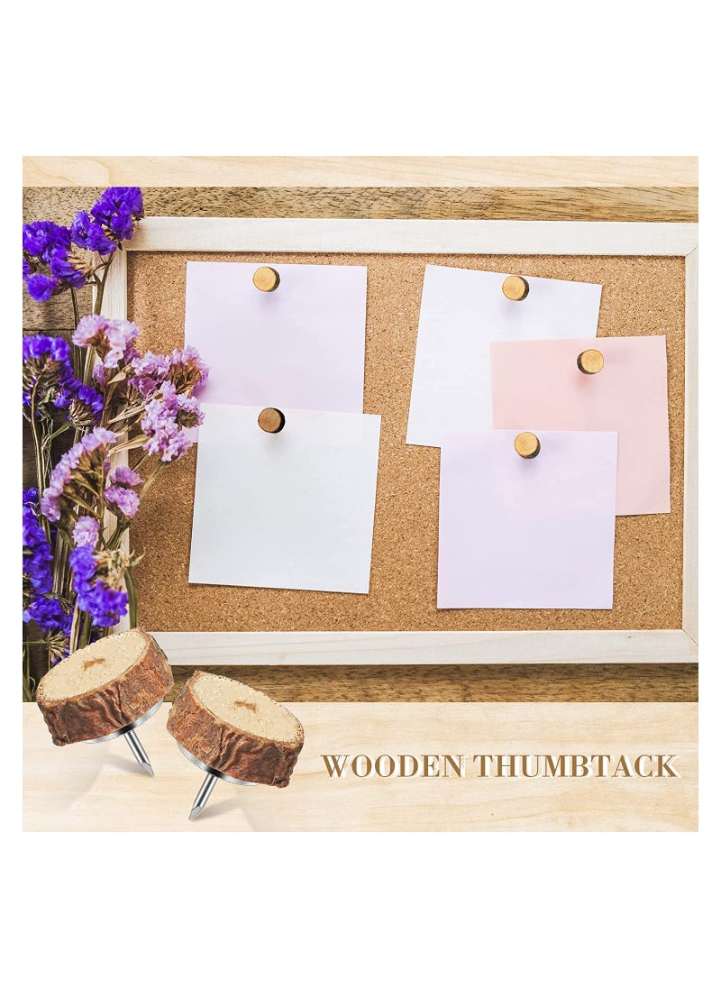 SYOSI 80 Pcs Wood Push Pins Drawing Pins Wood Thumb Tacks Decorative Push Pins Wooden Map Pins for Cork Boards Map Photos Calendar and Home Office Craft Projects  - Image 4