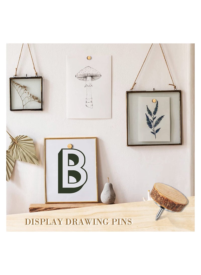 SYOSI 80 Pcs Wood Push Pins Drawing Pins Wood Thumb Tacks Decorative Push Pins Wooden Map Pins for Cork Boards Map Photos Calendar and Home Office Craft Projects  - Image 5