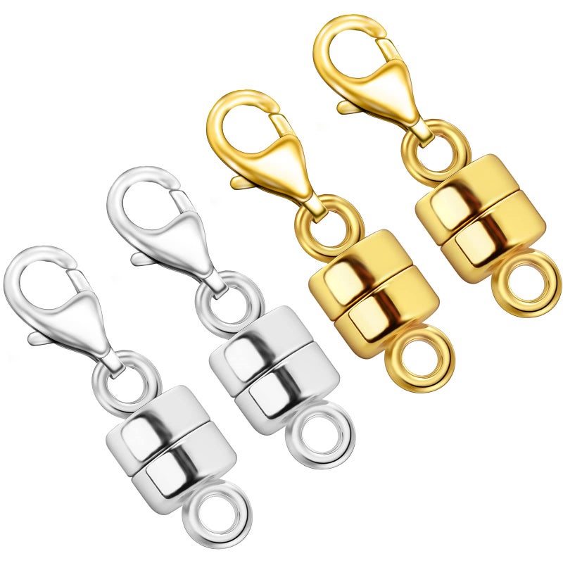 OHINGLT Magnetic Necklace Clasp Extra Strong Gold and Silver Plated Magnet Jewelry Clasps Converters Bracelet Extender for Women Seniors