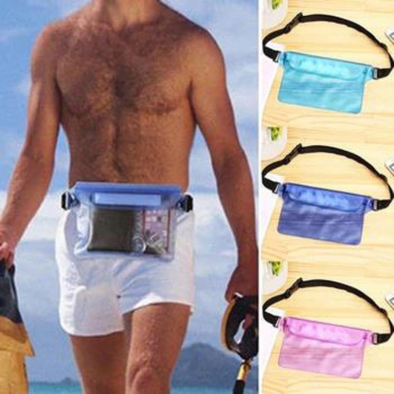 Desi Rang Waterproof Big Pouch Bag Cover for rain Swimming Water All Mobile Phone, All Small Camera, Wallets, ID Card with Waist Strap for All Waist Size, Color : Purple - Image 3