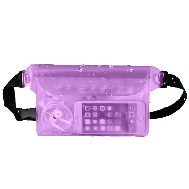 Desi Rang Waterproof Big Pouch Bag Cover for rain Swimming Water All Mobile Phone, All Small Camera, Wallets, ID Card with Waist Strap for All Waist Size, Color : Purple - Image 1