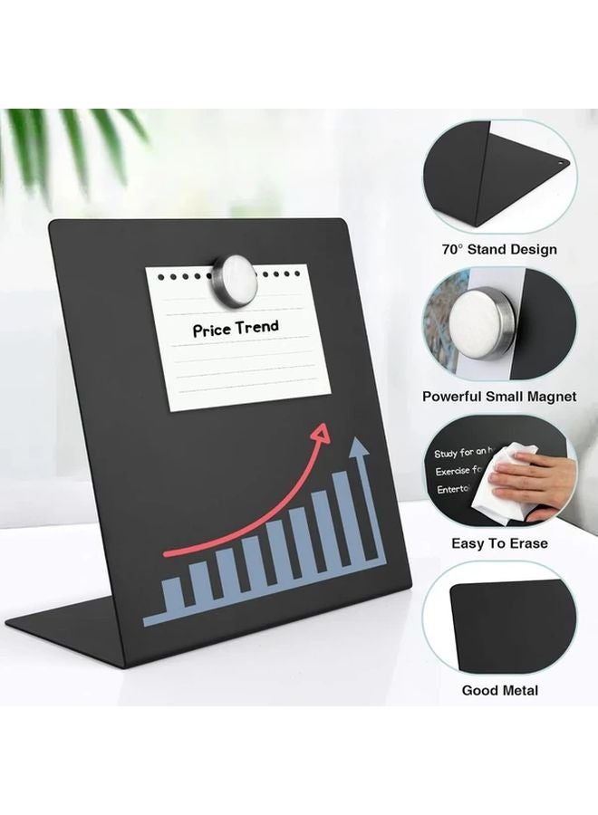 Black Magnetic Bulletin Board With Stand 8x8 Inch Tabletop Memo Board For Home Office School - Image 1