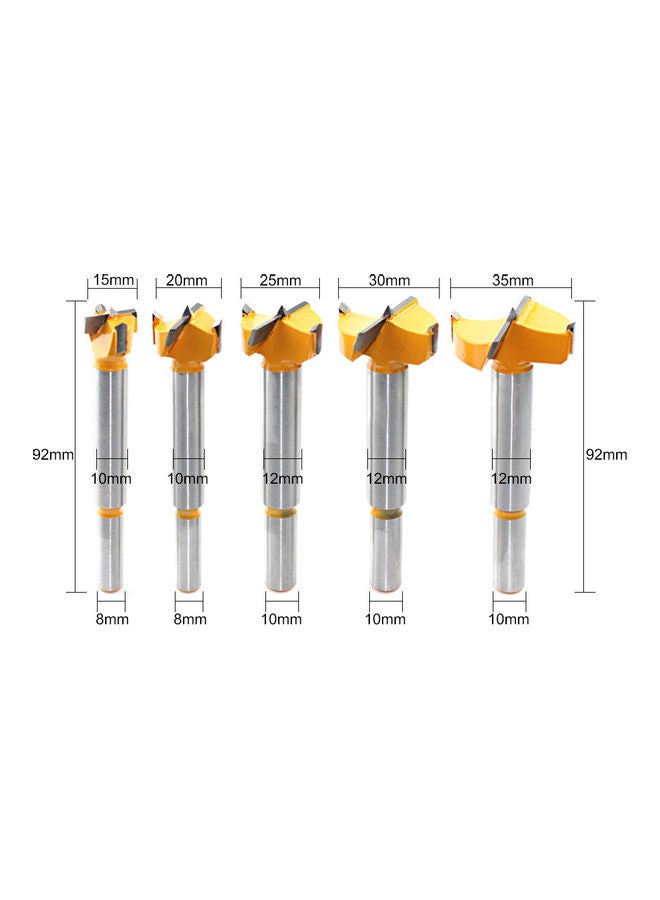 NIBEMINENT 5-Piece Forstner Drill Bit Set Silver/Gold  - Image 5