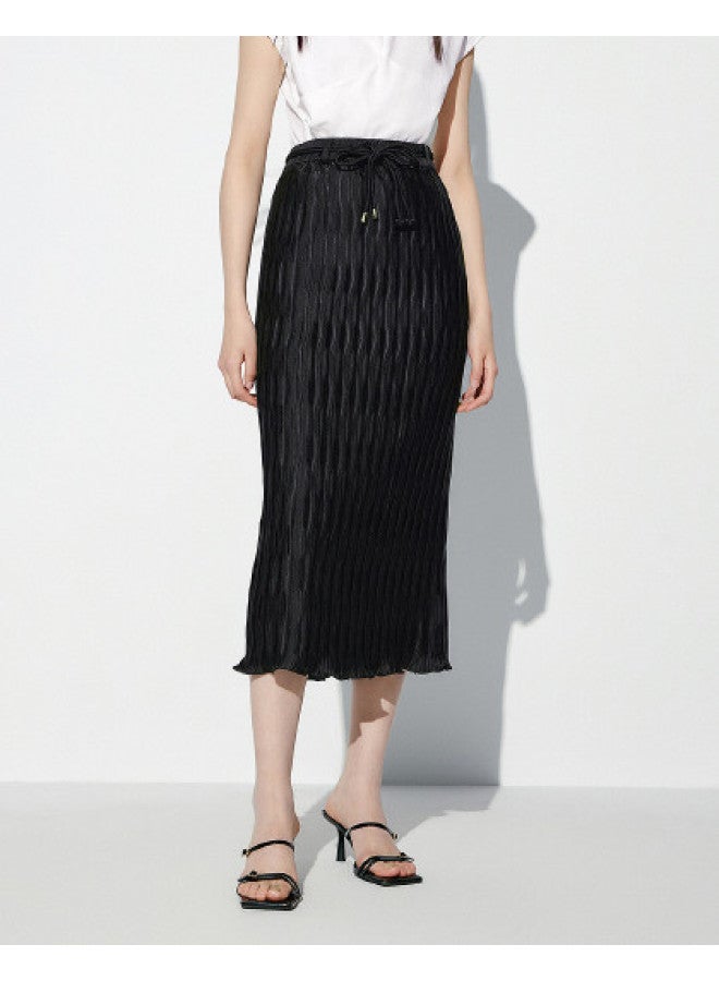 Waxbird Summer Wave Pleat Mid-length Elegant Women's Half Skirt - Image 1